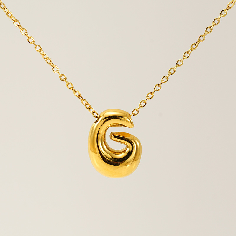 Gold color / 1 Piece Simple Series Daily Letter G Titanium Steel  Gold Color Unisex Pendant Necklaces Picture7